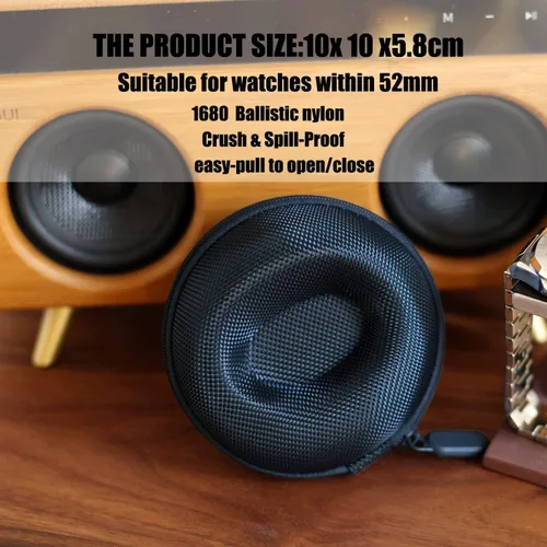 Vista 3 de Caja de viaje para relojes Besforu para hombres y mujeres, caja de almacenamiento portátil y organizador para un solo reloj, para relojes de pulsera