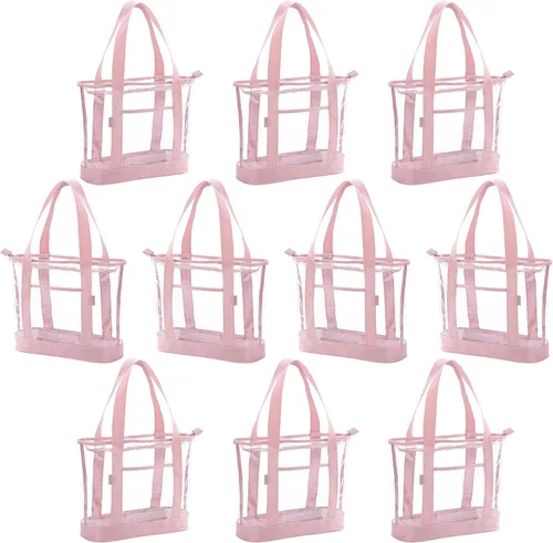 Vista 12 de Bolso transparente BORMELUN, con asa de cremallera para el trabajo, plástico transparente para mujer