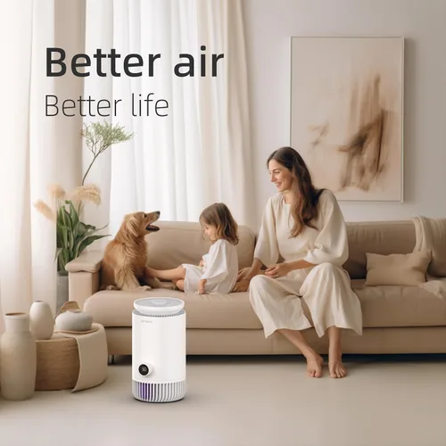 Vista 2 de Combo de purificador de aire y humidificador para dormitorio, purificador de aire HEPA 2 en 1 con humidificador evaporativo, sistema de aire