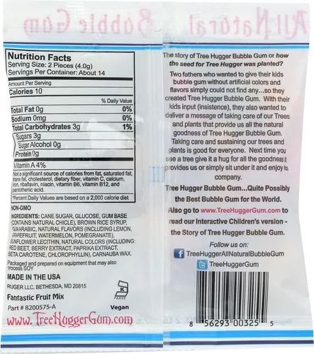 Vista 2 de TREEHUGGER Fantastic Fruit Bubble Gum, 2 onzas