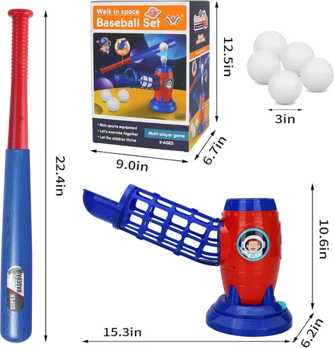 Vista 7 de LZZAPJ Juegos de T-Ball para Niños de 5-8 años, Juego de Tee Ball con Bat de Béisbol de Plástico, Juegos Deportivos y al Aire Libre para Pequeños