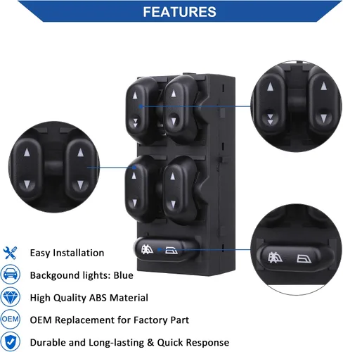 Vista 5 de Power Master - Interruptor de ventana compatible con Ford F150 2004-2008, Ford Expedition 2003-2006, Crown Victoria 2003-2008, Lincoln Mark LT