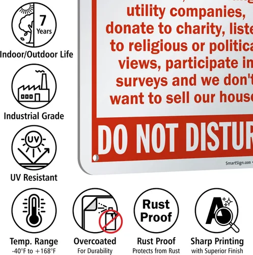 Vista 7 de SmartSign Security cartel, leyenda ""Do Not Knock - Do Not Disturb", rojo sobre blanco, Rojo sobre blanco, 1