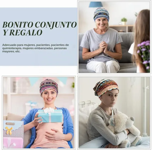 Vista 7 de SATINIOR 5 Piezas Gorro Holgado para Mujer Gorro de Quimioterapia Elástico Envolturas para Cabeza de Cáncer Pañuelo para Cabeza para Dormir