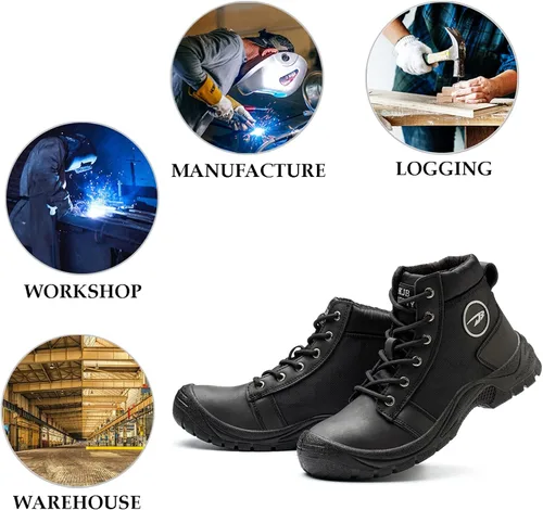 Vista 5 de XUNRUO Botas de punta de acero para hombres y mujeres, zapatos ligeros de seguridad para el trabajo, zapatos industriales y transpirables