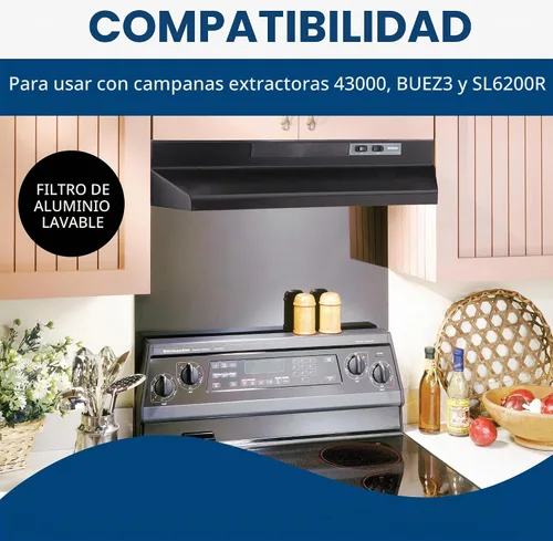 Vista 3 de Broan-Nutone BP57 filtro para campana de extracción, hecho de aluminio, con lentes para luz, BP57