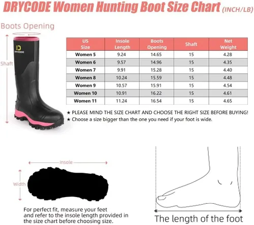 Vista 5 de D DRYCODE Botas de goma para mujer con vástago de acero, botas de lluvia cálidas de neopreno de 0.236 pulgadas (0.236 in), botas de lluvia cálidas e