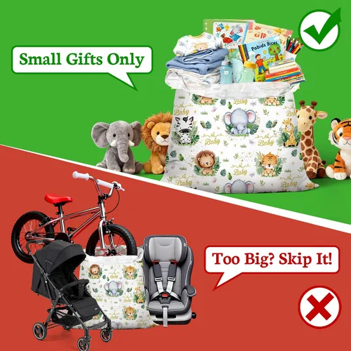 Vista 4 de Big Eye Owl Bolsas grandes para baby shower, safari, animales de la selva, bolsas de regalo, bolsa de regalo de plástico, envoltura de regalo, baby