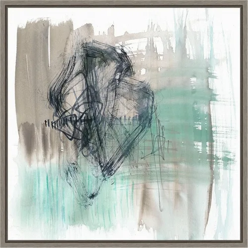 Vista 17 de Amanti Art Framed Canvas Wall Art 16x16 Scribble Scrabble II by Jennifer Goldberger, Framed Wall Art Canvas, Abstract Artwork, Traditional Decor