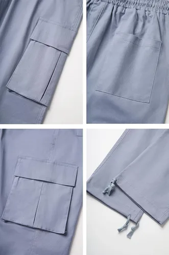 Vista 6 de THWEI Pantalones cargo para hombre, pantalones deportivos casuales de algodón, holgados, rectos