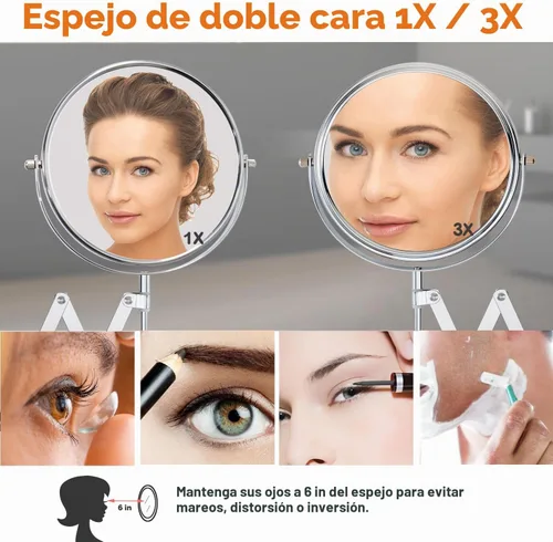 Vista 5 de Espejo extensible Welllink de 7 pulgadas, 3X y 1X cromado 3