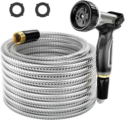 Vista 9 de SPECILITE Manguera de jardín corta de 5 pies, manguera líder de acero inoxidable 304 de 1/2 pulgada con accesorios de latón hembra a hembra