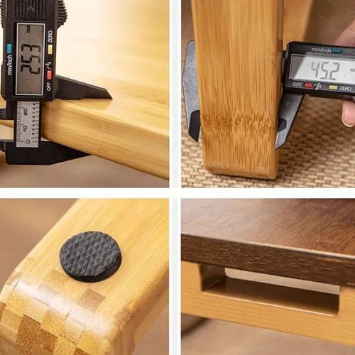 Vista 6 de Mesa baja plegable multifunción de bambú estilo japonés, mesa de té cuadrada con patas plegables, mesa de comedor pequeña plegable para el hogar