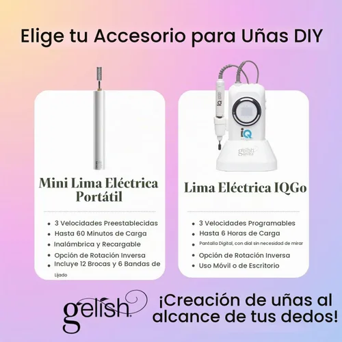 Vista 5 de Gelish MINI On The Go Electric Nail File - Lightweight, Portable Nail Drill, Shaping, Filing, Gel Removal - 12 Interchangeable Bits & 6 Sanding