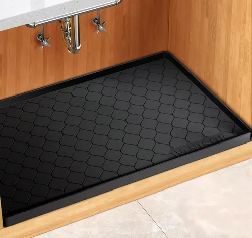 Vista 13 de Winisok Alfombrilla de silicona para debajo del fregadero de 19 x 19 pulgadas, artículos esenciales de cocina y artilugios, forro de estante