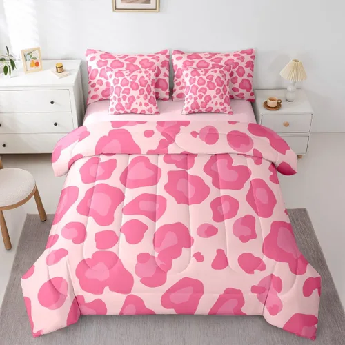 Vista 29 de Erosebridal Juego de edredón de 7 piezas con estampado de leopardo, tamaño Queen, juego de ropa de cama súper suave con estampado de guepardo, juego