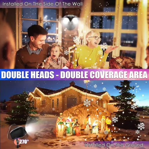 Vista 5 de Proyector de luces de copo de nieve para exteriores con control remoto, luces de proyector de copo de nieve de Navidad, IP65 impermeable, luz
