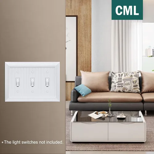 Vista 7 de CML - Placa de pared clásica con triple interruptor de palanca, cubierta de salida de 3 bandas, paquete de 2, placa de pared con diseño de grano