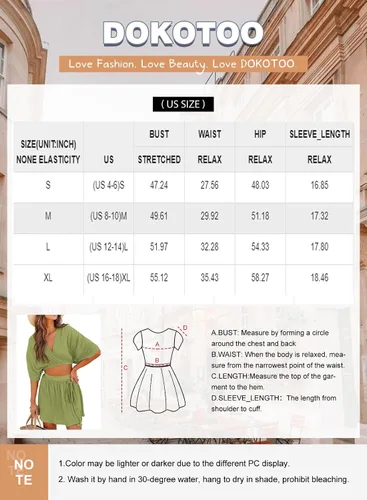 Vista 6 de Dokotoo Trajes de vacaciones para mujer, cuello en V, manga de murciélago, falda con abertura lateral, conjuntos de falda fluida para mujer, trajes