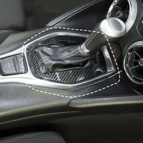 Vista 7 de RT-TCZ Para Camaro Gear Shift Panel Cover Trim Fibra de Carbono para Chevy Camaro 2016-2024 Accesorios interiores de fibra de carbono Negro
