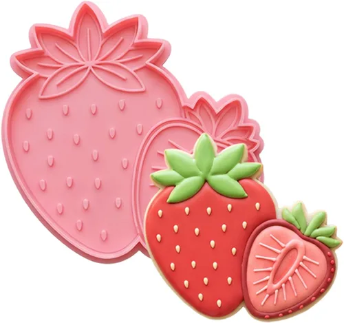 Vista 23 de Apple Cookie Cutters with Embosser Stamp 3D Printed PLA Citrus Fruit Shape 3 Inch Summer Citrus Party Birthday Baking Supplies