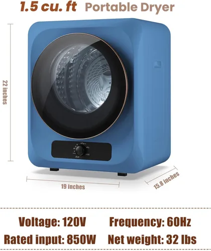 Vista 7 de Auertech Juego combinado de lavadora y secadora portátil, lavadora totalmente automática de 18 libras, secadora portátil de 1.5 pies cúbicos