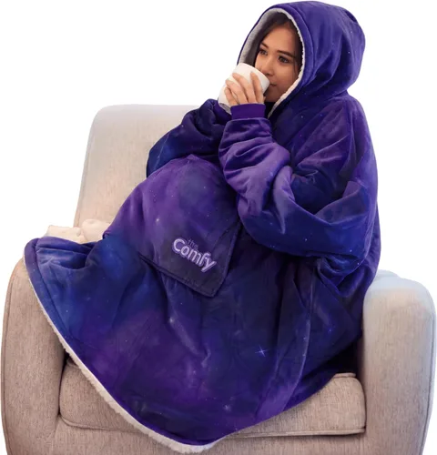 Vista 8 de THE COMFY Original Shark Tank Patented Sherpa Wearable Blanket Hoodie Flor a cuadros Original