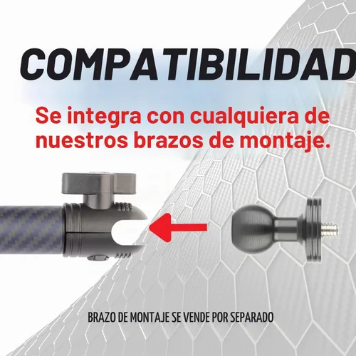 Vista 3 de Bulletpoint Adaptador de cámara roscado de aluminio de 1/4 "-20 con bola integrada de 0.787 in