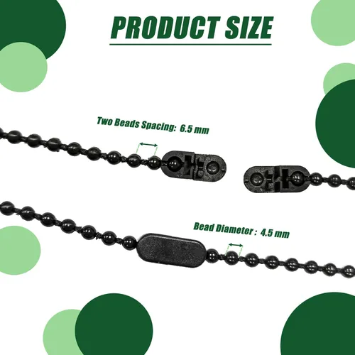 Vista 2 de Cable de cadena de plástico con cuentas de 32.8 ft, persiana enrollable vertical romana, reparación de cadena con 10 clips de conector versión