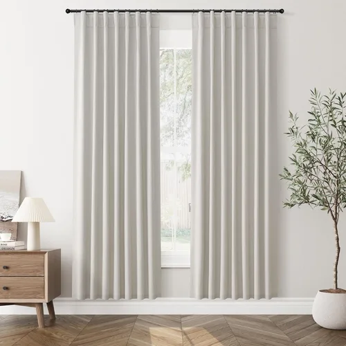 Vista 54 de Jowels Cortinas opacas de lino natural de 96 pulgadas de largo, 2 paneles