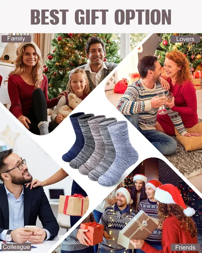 Vista 5 de Toulite 20 pares de calcetines de lana para hombre, gruesos, térmicos, cálidos, de invierno, cálidos, para campamento, senderismo, calcetines suaves