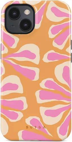 Vista 48 de BURGA-Funda p/teléfono compatible c/iPhone 14 Plus, carcasa rígida híbrida de 2 capas + Funda protectora de silicona, almendras latte a lunares