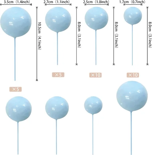 Vista 2 de Rsstarxi 30 piezas de miniglobos para tartas, bolas de espuma, para decoración de pasteles, bolas de perlas de imitación, decoración para tartas Azul
