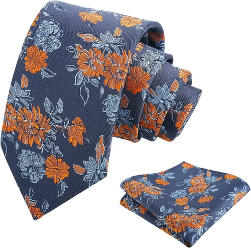 Vista 28 de Alizeal Mens 3.15inches Leaf Flower Pattern Tie with Floral Pocket Square Set