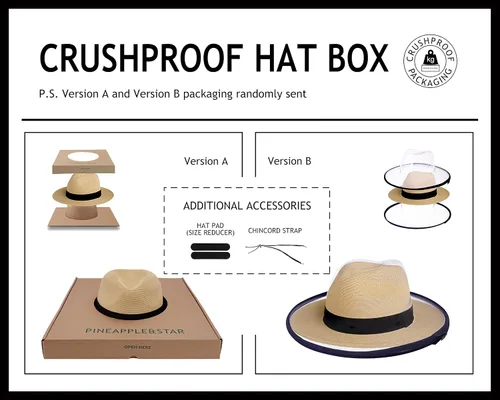 Vista 3 de Pineapple&Star Sun Straw Fedora - Sombrero de playa con trenza fina UPF50+ para unisex