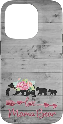 Vista 17 de Pink Floral Black Mama Bear three cubs Vintage Gray Rustic Case for iPhone 16