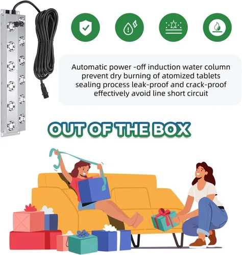 Vista 7 de Mxmoonant Mist Maker - Humidificador ultrasónico de 12 cabezales, 284.0 fl oz/H con fuente de alimentación de 400 W, flotador, discos de repuesto