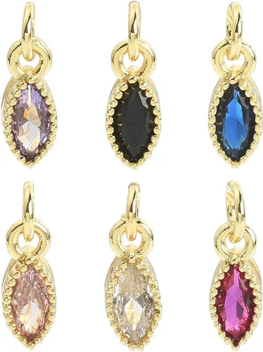 Vista 38 de Ipotkitt - 20 piezas de dijes de cobre con circonita cúbica micropavé en forma de flor con anillo de salto, dijes con forma de planta y flor