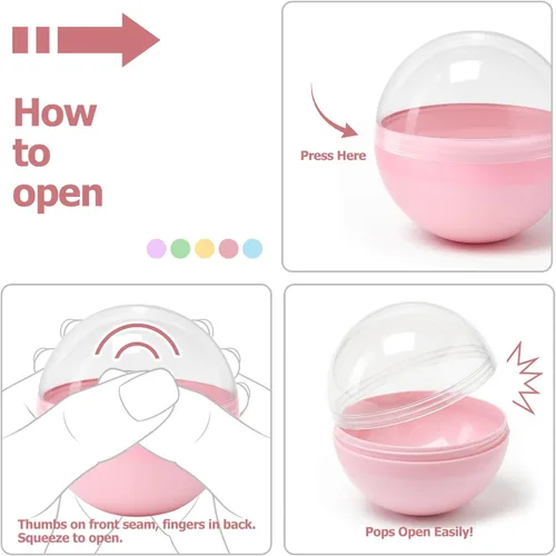 Vista 6 de 50 Cápsulas de Máquina Expendedora de Colores de 2 Pulgadas, Cápsulas de Máquina de Chicles, Recipiente de Bolas de Plástico, Bolas Rellenables