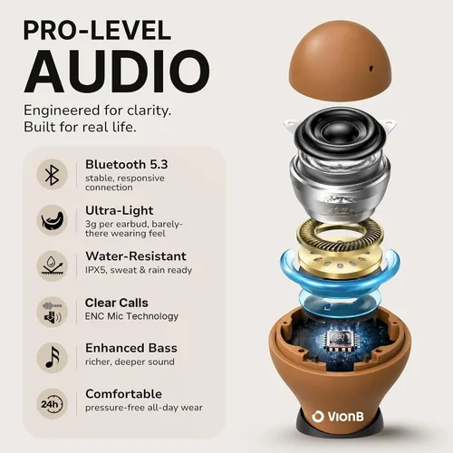 Vista 5 de Air Skin Tones Invisible Earbuds for Small Ears - Wireless Bluetooth 5.4, Skin-Matching Mini Stemless Ear Buds, IPX5 Waterproof, Crystal Clear Calls