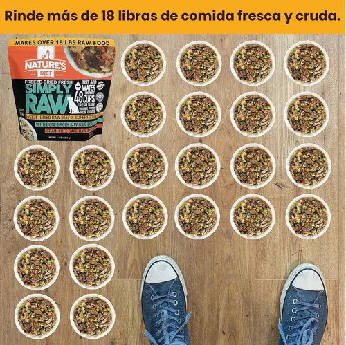 Vista 5 de Nature's Diet Simply Raw - Comida integral liofilizada – Hace 18 libras de alimentos frescos con músculo, órganos, caldo de huesos, huevo entero