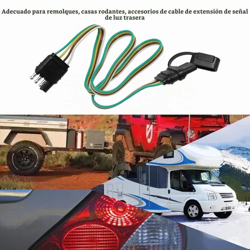 Vista 4 de Hoypeyfiy Kit de arnés de cableado de luz de remolque, 4 cables, enchufe de 4 vías, 4 pines, extensión de cable plano, conector macho y hembra de 32