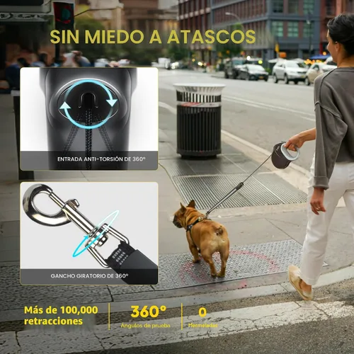 Vista 4 de Fida Correa retráctil mejorada para perros de 30 pies, correa resistente para mascotas para razas medianas/grandes de hasta 110 libras, correa