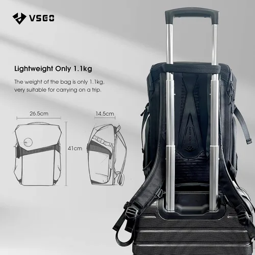 Vista 7 de VSGO Mochila negra para cámara Snipe de 16 litros, ligera, 2.4 lbs, bolsa de fotografía profesional DSLR/SLR para Sony, Canon, cámaras Nikon