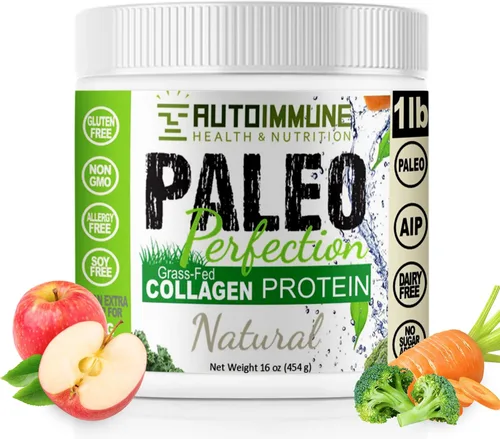 Vista 15 de Autoimmune - Polvo de proteína de colágeno sin estevia, sin OMG, colágeno en polvo para mujeres con fibra de manzana, brócoli y zanahoria, paleo