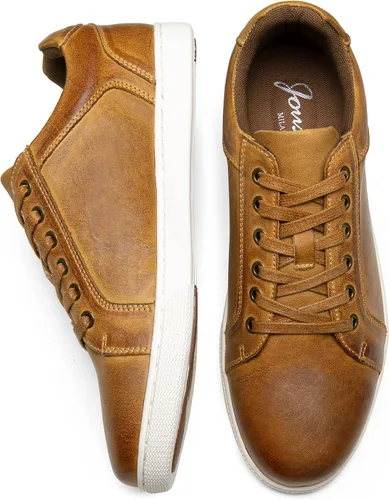 Vista 5 de Jousen Men's Sneakers Leather Casual Shoes for Men Breathable Business Casual Sneaker Retro Fashion Sneaker