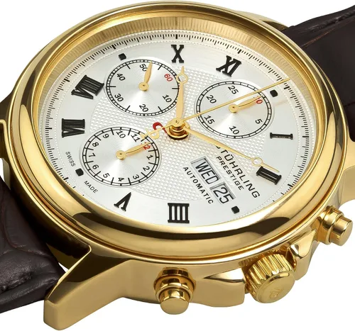 Vista 3 de Stuhrling Prestige 362.333K2 Reloj de pulsera mecánico de piel con correa de cocodrilo para hombre