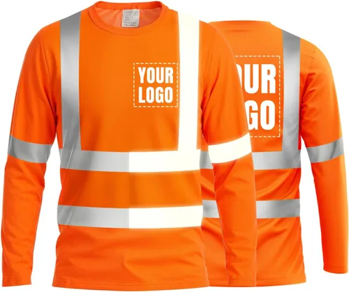 Vista 41 de La alta visibilidad reflexiva de las camisetas de la seguridad del logotipo de encargo Hola Vis de Verde neón - Estilo 8