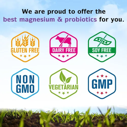 Vista 8 de Innate Vitality Glicinato de magnesio y probióticos paquete de 120 mil millones, sin OMG, sin gluten, lácteos de soja y vegano, magnesio
