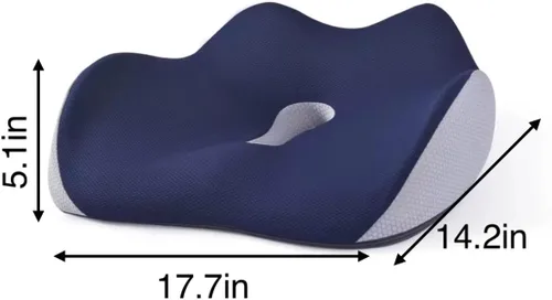 Vista 2 de Cojín ortopédico de espuma viscoelástica para asiento con soporte lumbar, ciática, coxis, coxis, cadera y espalda, diseño ergonómico de 5 zonas